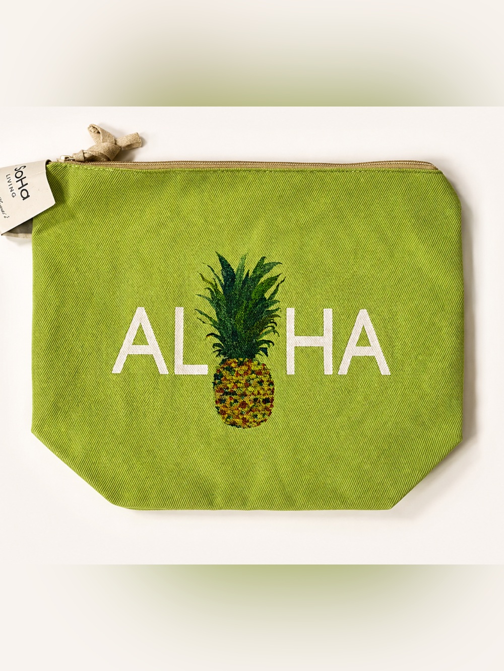 Aloha Pineapple Canvas Zip Pouch - Green